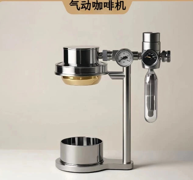 Stainless steel pneumatic espresso machine in silver version