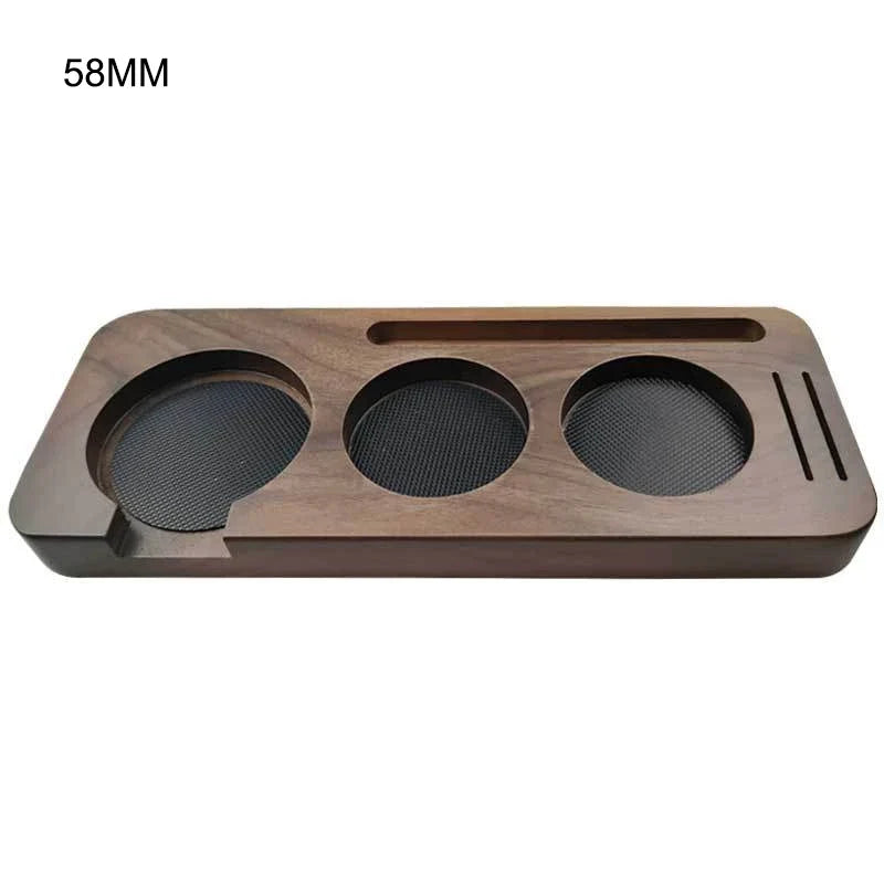 Walnut wood 58mm Vivalo Wooden Espresso Tamping Station