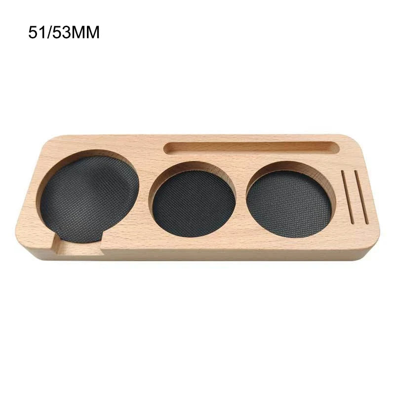 Beech wood 51-53mm tamping station for espresso machines