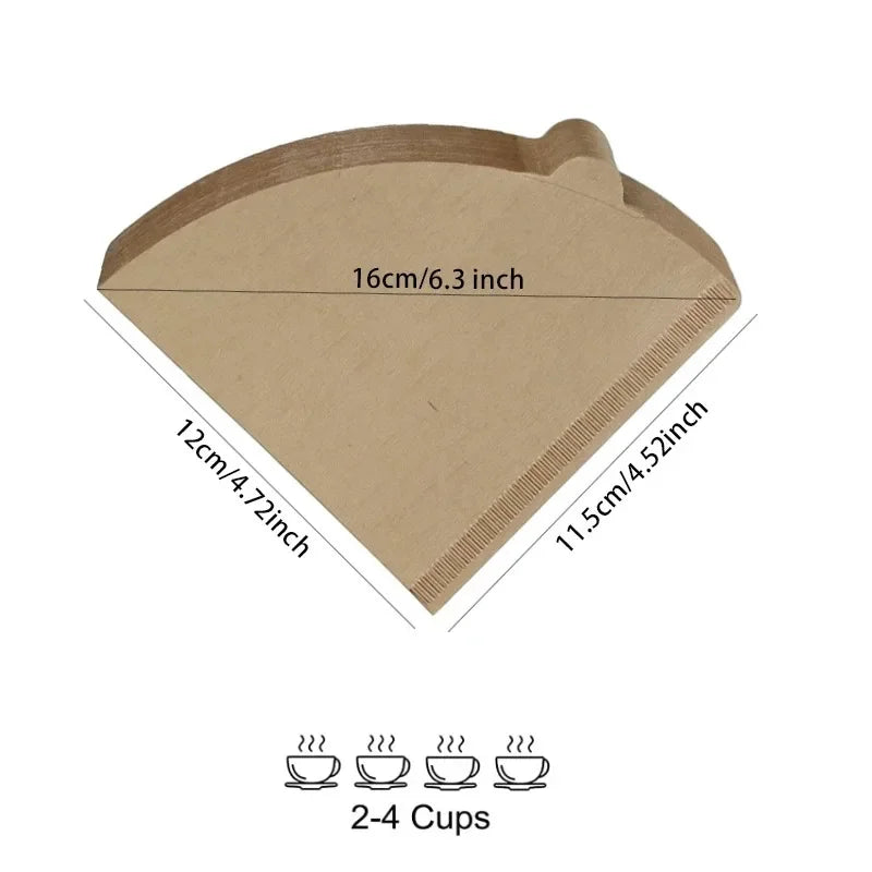 Vivalo V-Shaped Cone Coffee Filters – Natural Wood Pulp Paper, 2-4 Cup Pour-Over