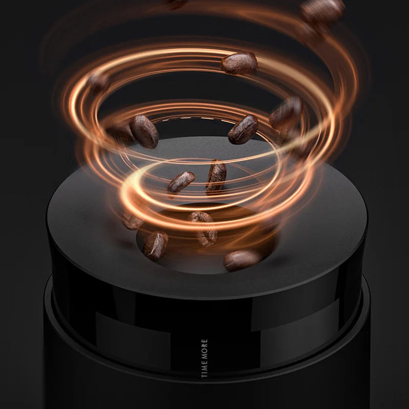 42mm burrs for consistent grind, portable electric coffee grinder by Shop Coffee Hobby.