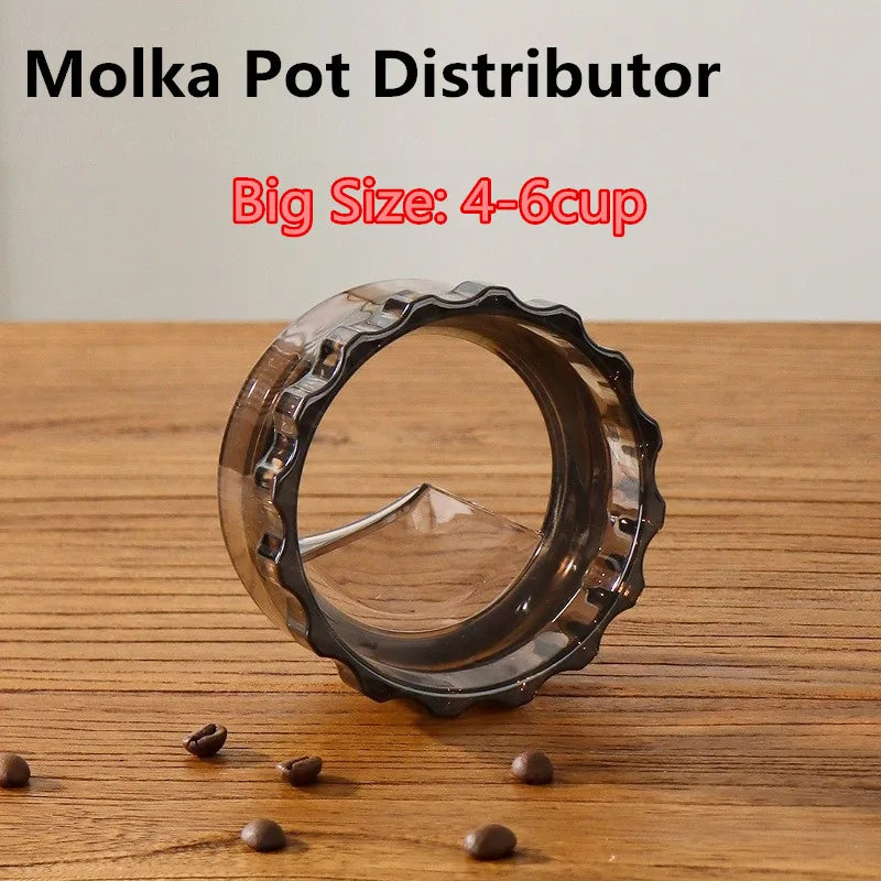 6-cup KANONE Moka Pot Dosing Funnel in Brown Clear
