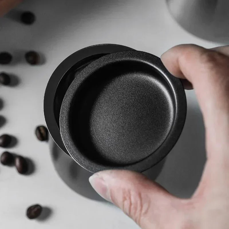 Vivalo Stainless Steel Coffee Grounds Sifter with Lid for easy pouring and storage.