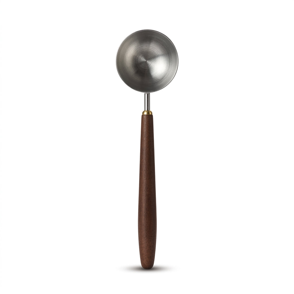 Coffee scoop with wooden handle
