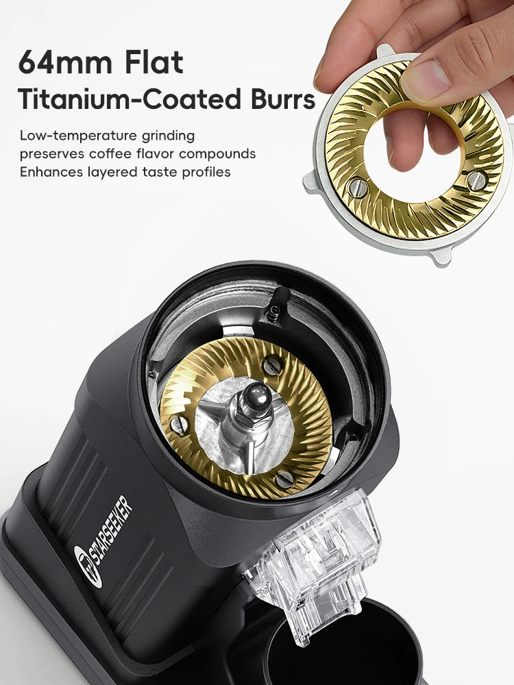 64mm Titanium-Coated Flat Burrs for the STARSEEKER Espresso Grinder