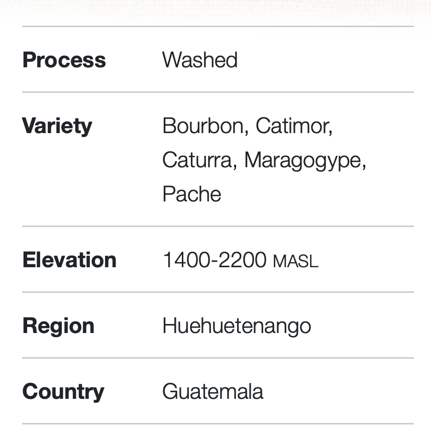 Medium roast Guatemala Huehuetenango Quetzal coffee beans.