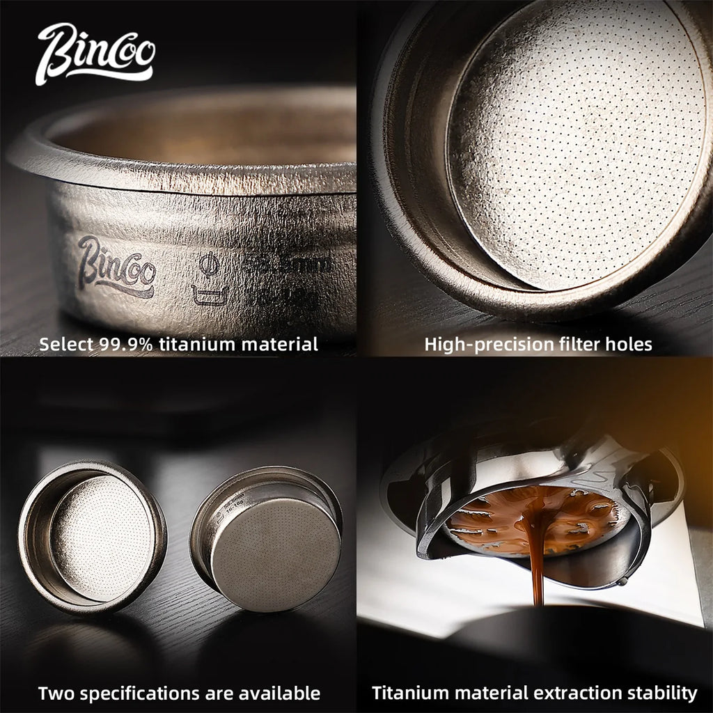 Bincoo Titanium Precision Portafilter Basket – 58.5mm Espresso Extraction Basket (16–18g / 18–20g)
