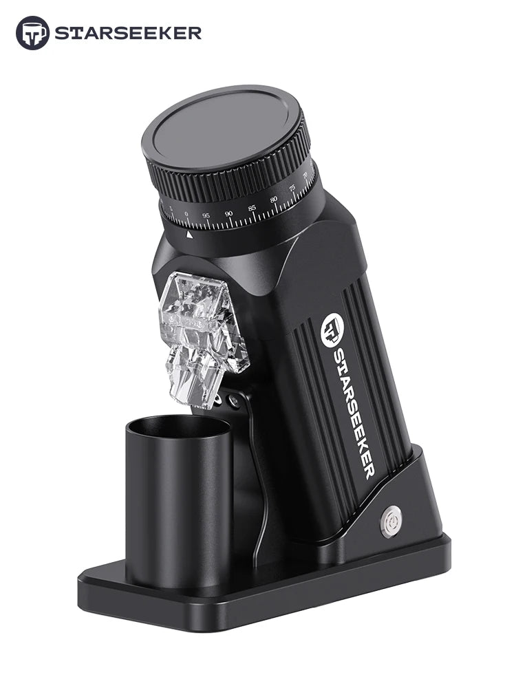 Shop Coffee Hobby STARSEEKER E64-Black Espresso Grinder – 64mm Titanium-Coated Flat Burrs