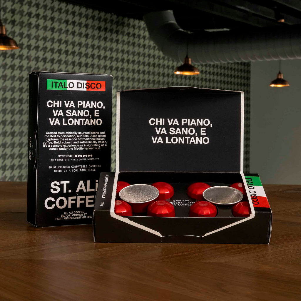 St. Ali Pods: Italo Disco – Dark Roast Nespresso Compatible Coffee (10 Pack) - Shop Coffee Hobby