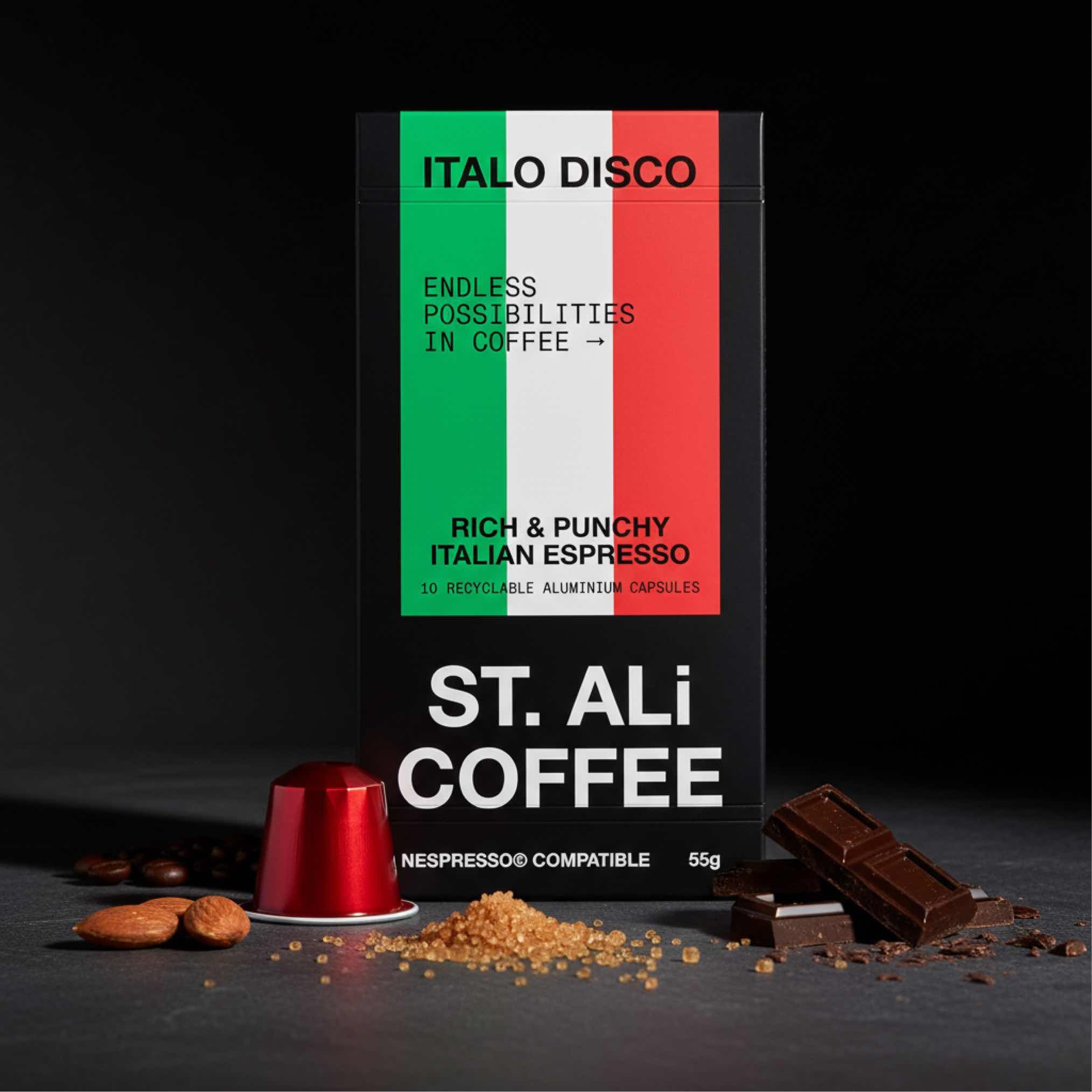 St. Ali Pods: Italo Disco – Dark Roast Nespresso Compatible Coffee (10 Pack) - Shop Coffee Hobby