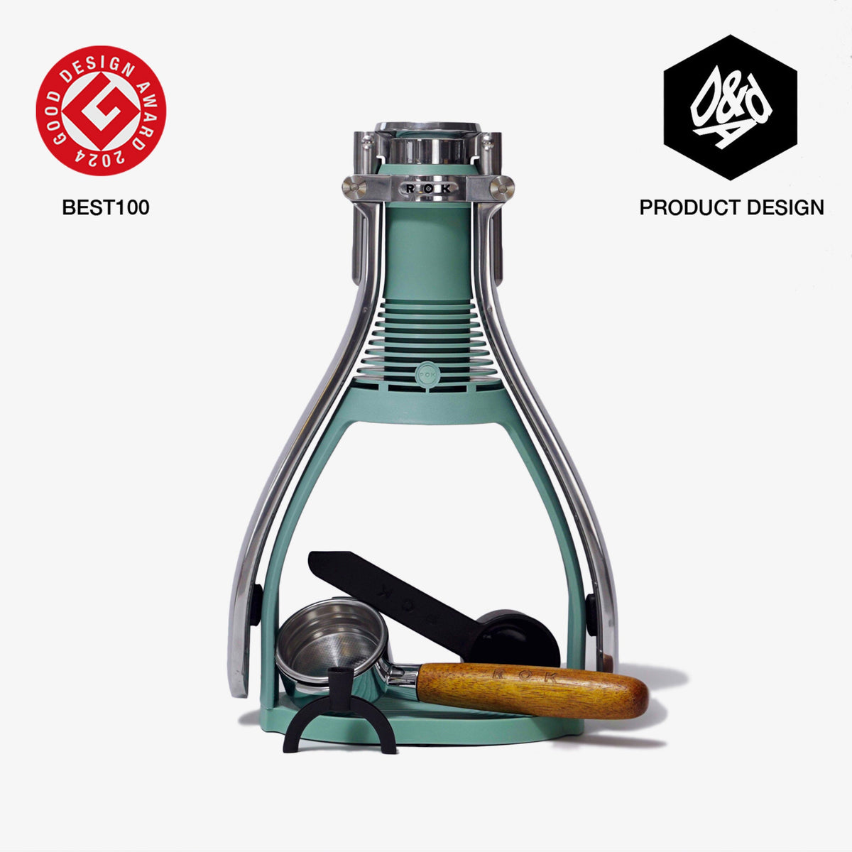ROK Presso Smartshot — Manual Espresso Machine in Soft Teal