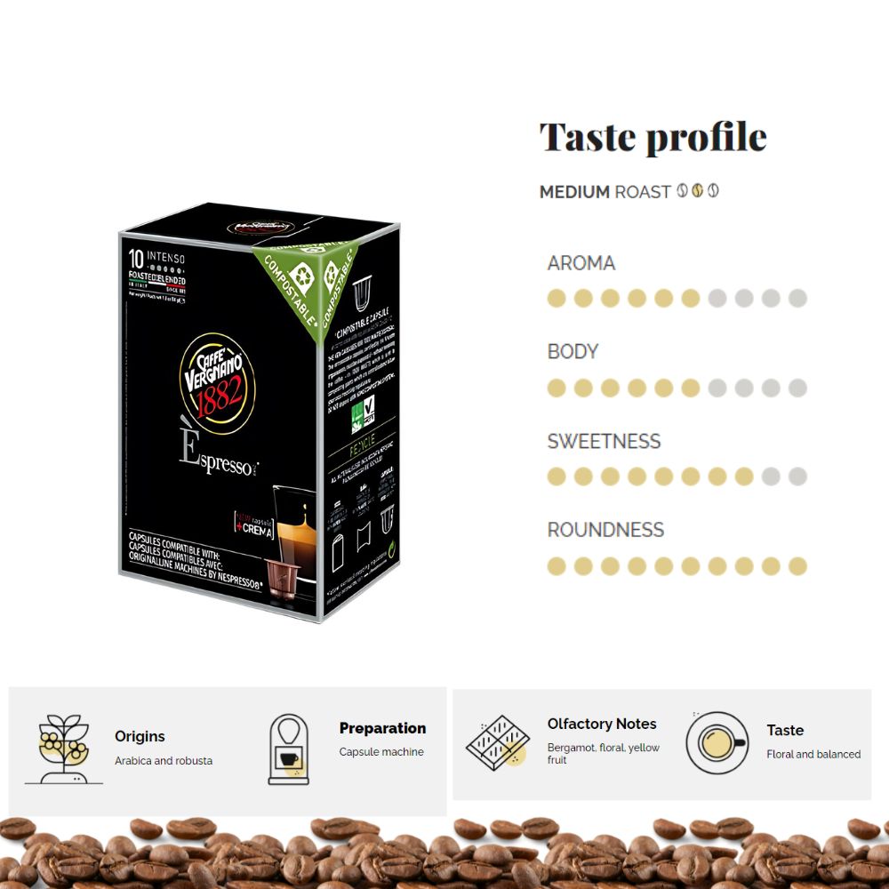Caffè Vergnano Intenso Nespresso Original Capsules, 10 Count