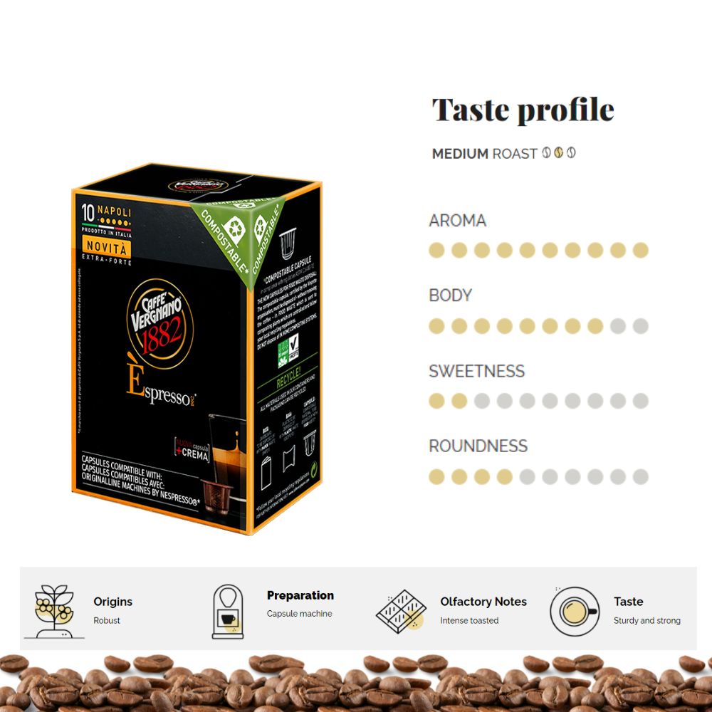 Caffè Vergnano Napoli Nespresso Original Capsules, 10 Count