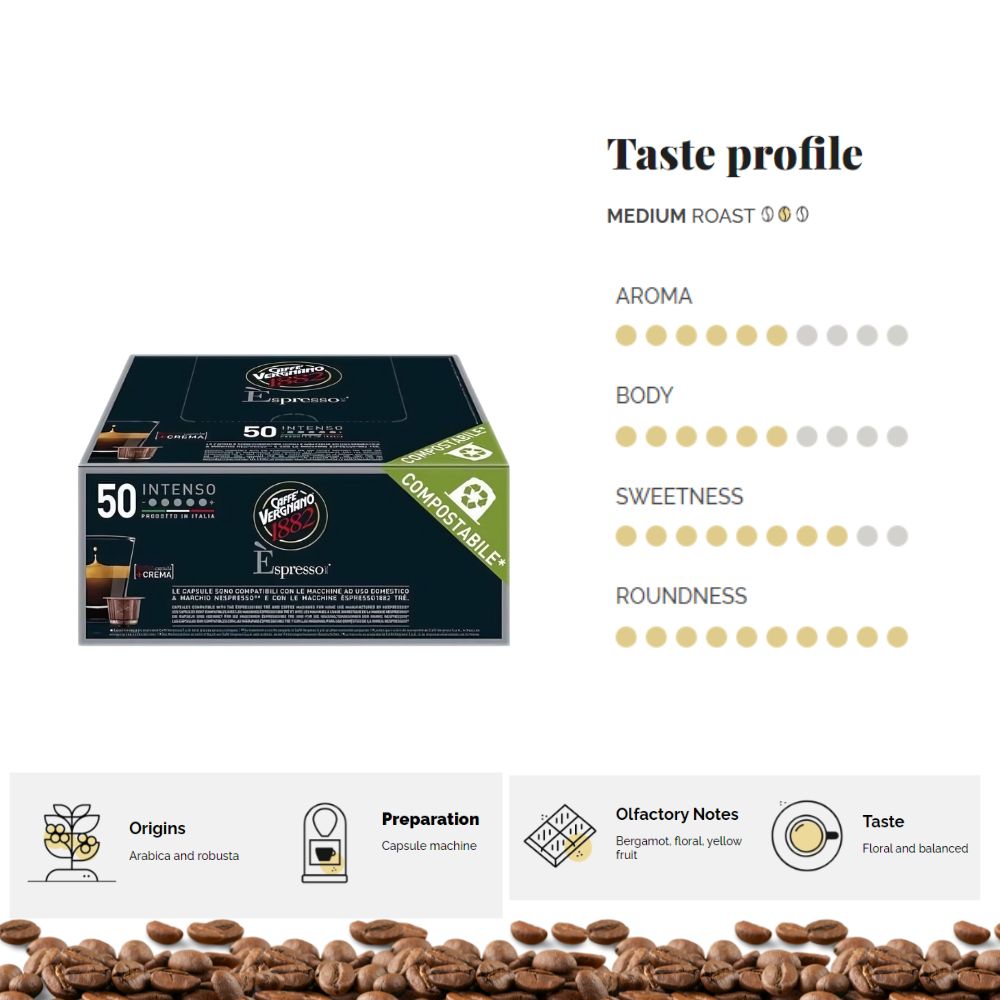 Caffè Vergnano Intenso Nespresso Original Capsules, 50 Count