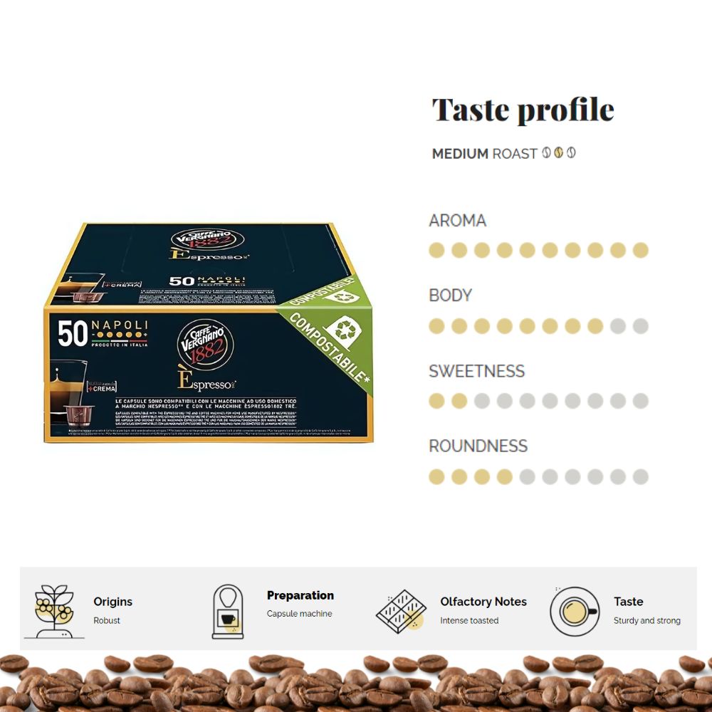 Caffè Vergnano Napoli Nespresso Original Capsules, 50 Count