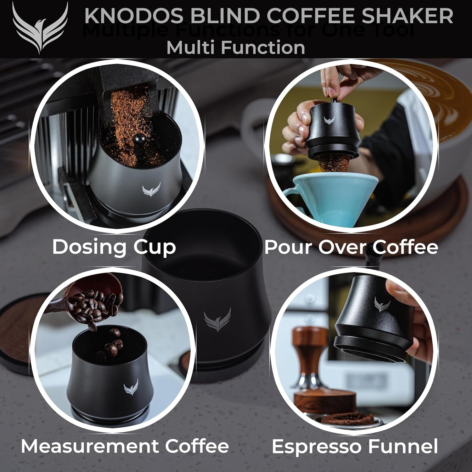 Blind Espresso Shaker 58Mm with Walnut Lid | Magnetic Dosing Cup for 58 Mm Portafilters | Coffee Grounds Distribution Tool
