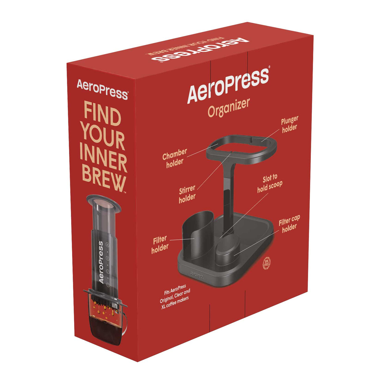 Espresso Parts AeroPress Organizer Stand for Original, Clear, and XL versions.