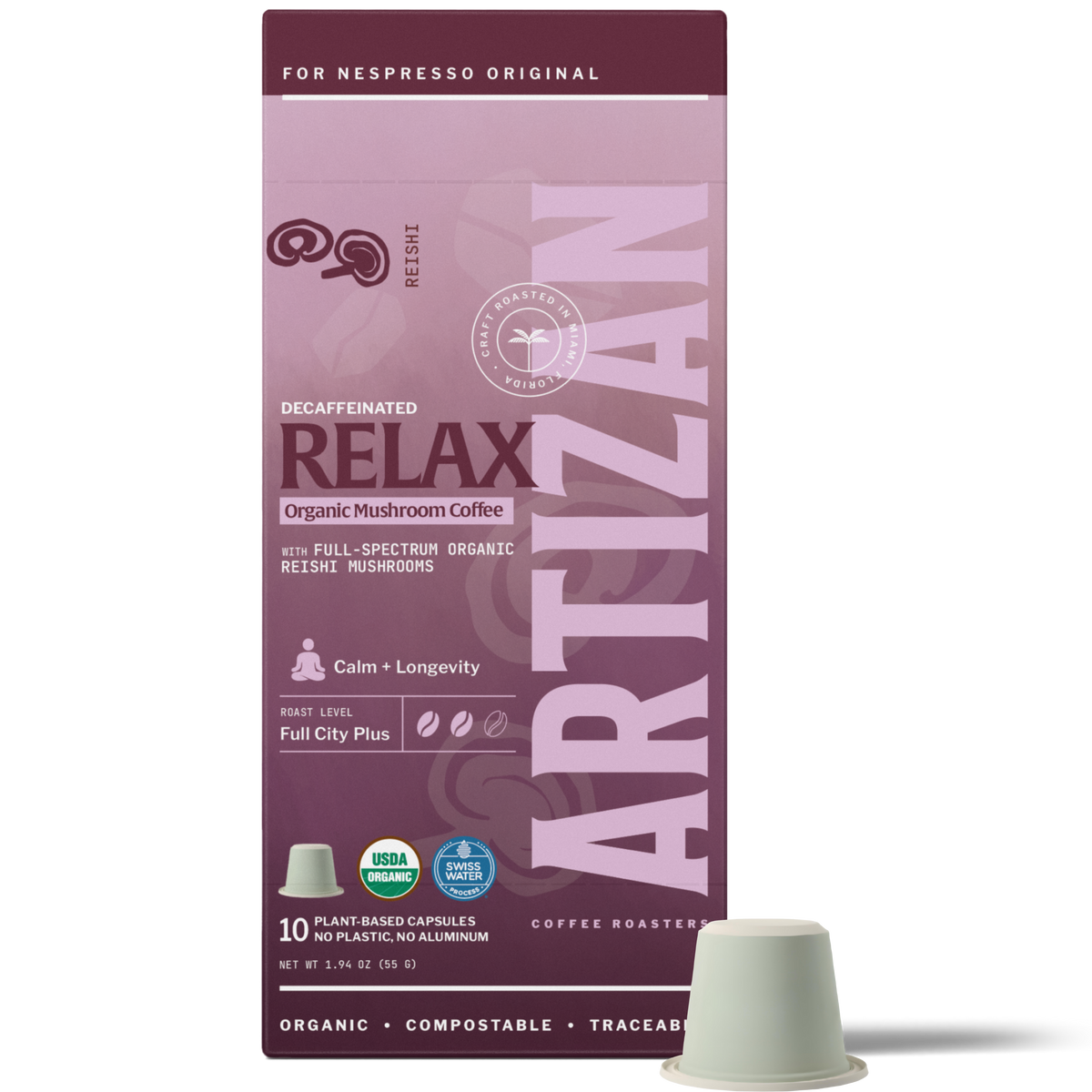 Artizan Organic Reishi Decaf Espresso Capsules – Nespresso Compatible