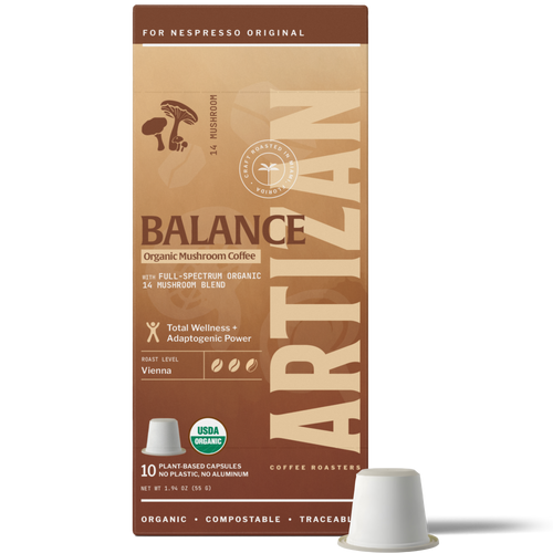 Artizan Coffee Roasters Organic Mushroom 14 Espresso Capsules – 10 Count