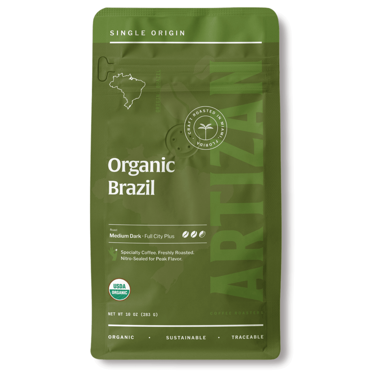 Artizan Organic Fair Trade Brazil Dark Roast Coffee