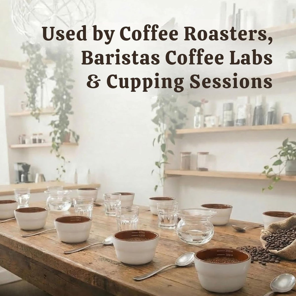 Artizan Coffee Cupping Bowl Set (4 Pack) with Silicone Lids 200Ml Ceramic Cupping Cups with 150Ml & 200Ml Measurement Markers Professional Tasting Cups for Baristas, Roasters & Labs - Shop Coffee Hobby