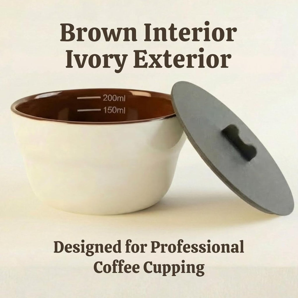 Artizan Coffee Cupping Bowl Set (4 Pack) with Silicone Lids 200Ml Ceramic Cupping Cups with 150Ml & 200Ml Measurement Markers Professional Tasting Cups for Baristas, Roasters & Labs - Shop Coffee Hobby