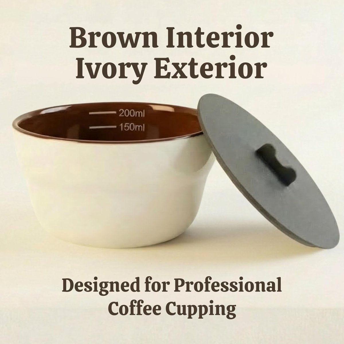 Artizan Coffee Cupping Bowl Set (4 Pack) with Silicone Lids 200Ml Ceramic Cupping Cups with 150Ml & 200Ml Measurement Markers Professional Tasting Cups for Baristas, Roasters & Labs - Shop Coffee Hobby