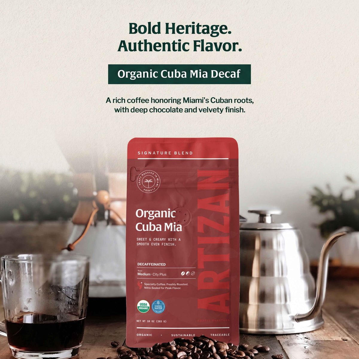 Artizan Organic Cuba Mia Decaf Dark Roast Coffee