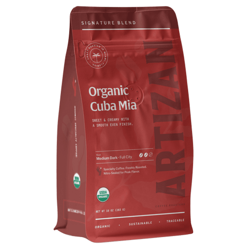 Artizan Coffee Roasters Cuba Mia Organic Dark Roast Coffee beans.