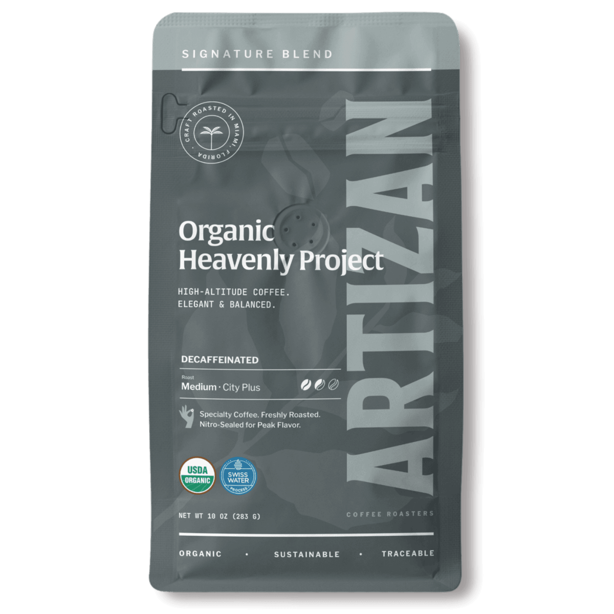 Artizan Heavenly Project Organic Decaf Coffee, medium roast version