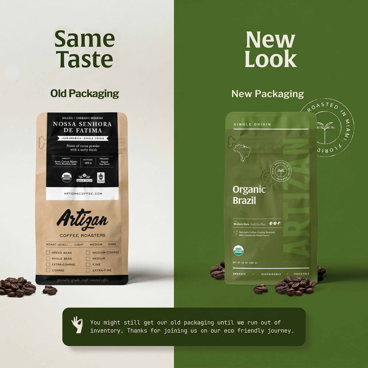 Artizan Organic Fair Trade Brazil Dark Roast Coffee