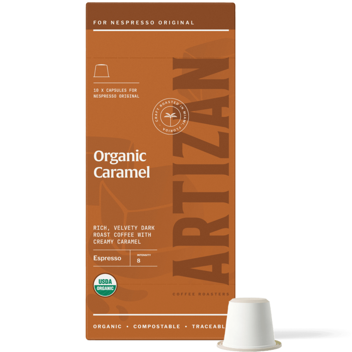 Artizan Coffee Roasters Organic Caramel Espresso Capsules – 10 Count