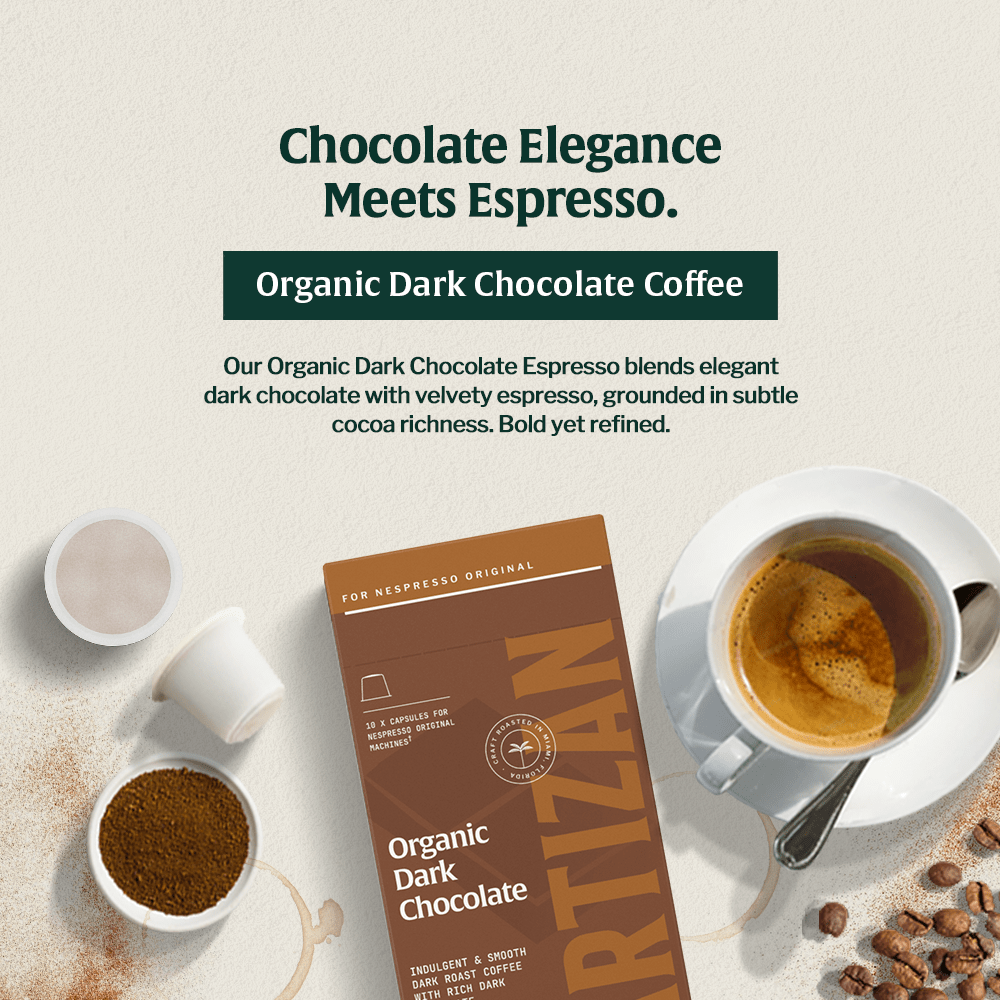 Artizan Organic Dark Chocolate Espresso, Nespresso compatible pod
