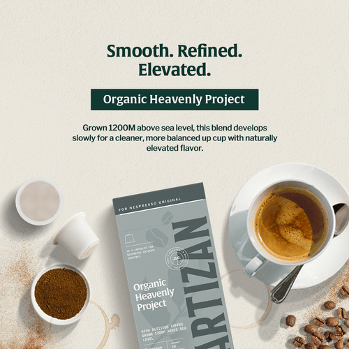 Artizan Organic Heavenly Project Espresso Capsules – 10 Count, Nespresso compatible