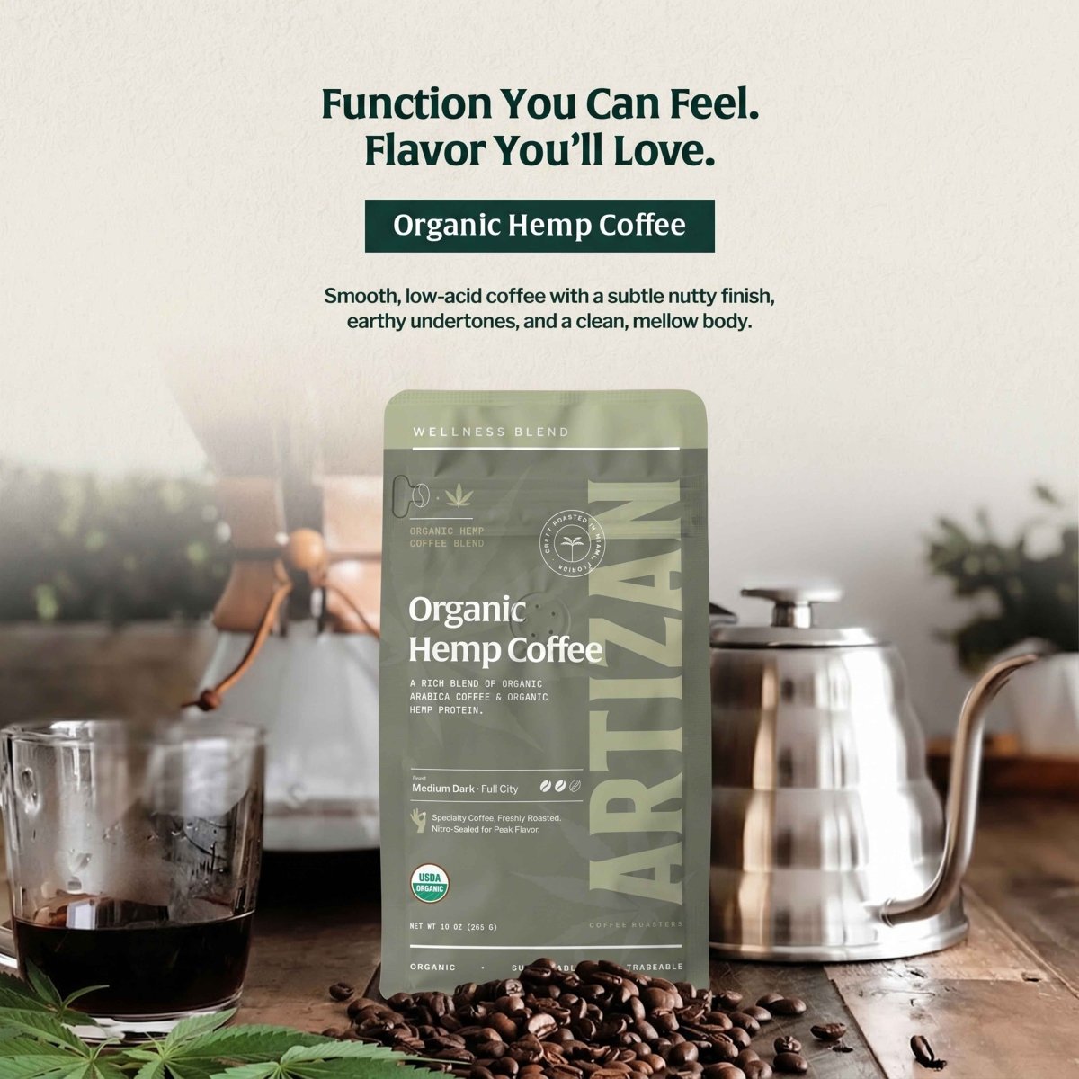 Artizan Organic Hemp Protein Coffee – 10 oz - Shop Coffee Hobby
