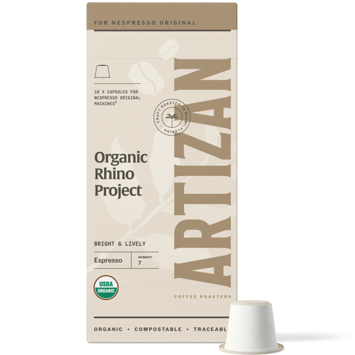 Artizan Coffee Roasters Organic Rhino Project Espresso Capsule