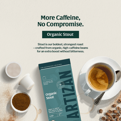 Artizan Organic Stout Espresso Capsules – 10 Count, Lungo version