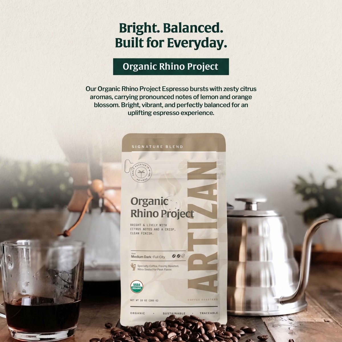 Artizan Rhino Project Organic Dark Roast Coffee - Shop Coffee Hobby