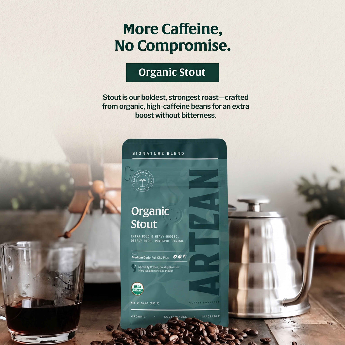 Artizan Organic Stout Medium-Dark Roast Coffee
