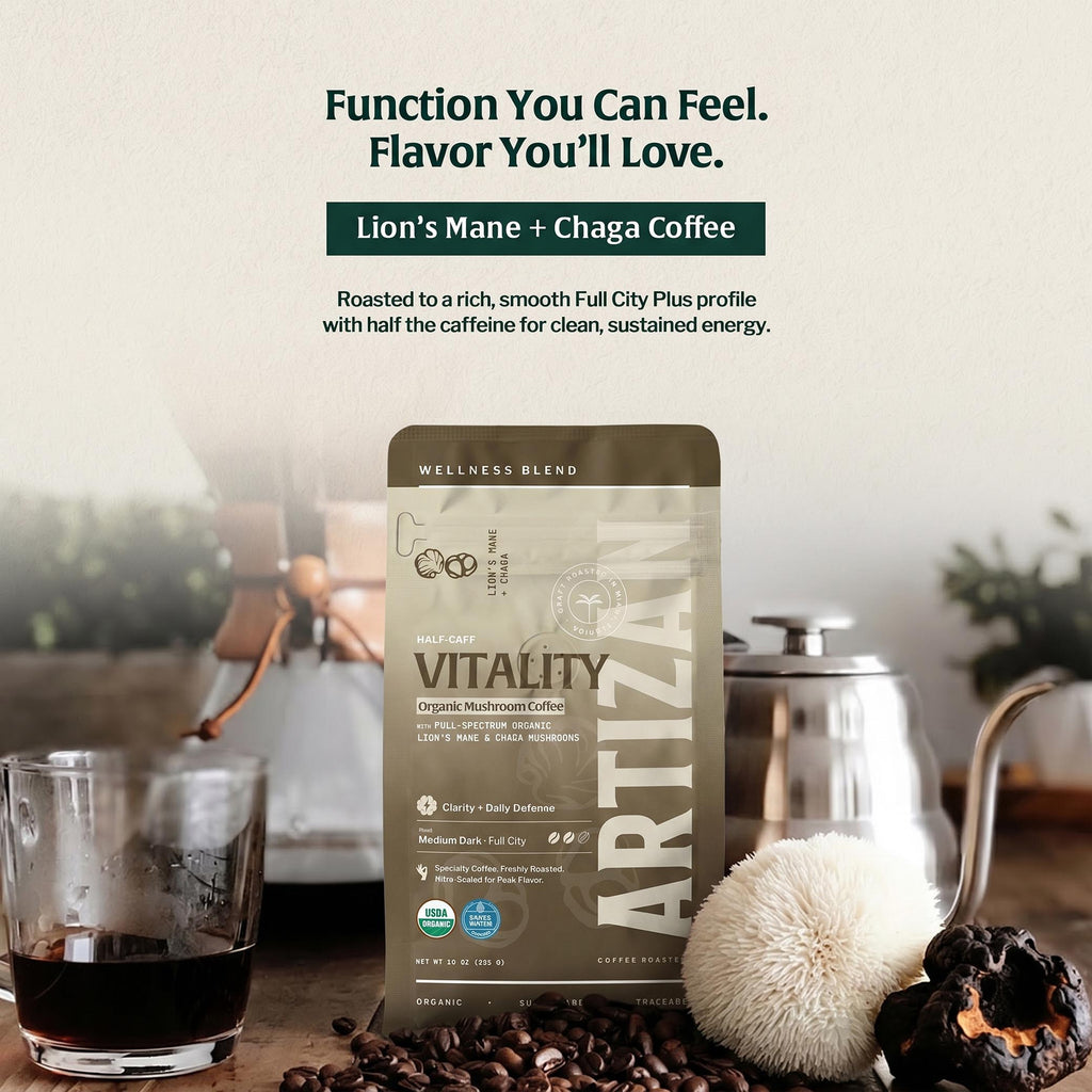 Artizan Organic Lion’s Mane & Chaga Mushroom Coffee