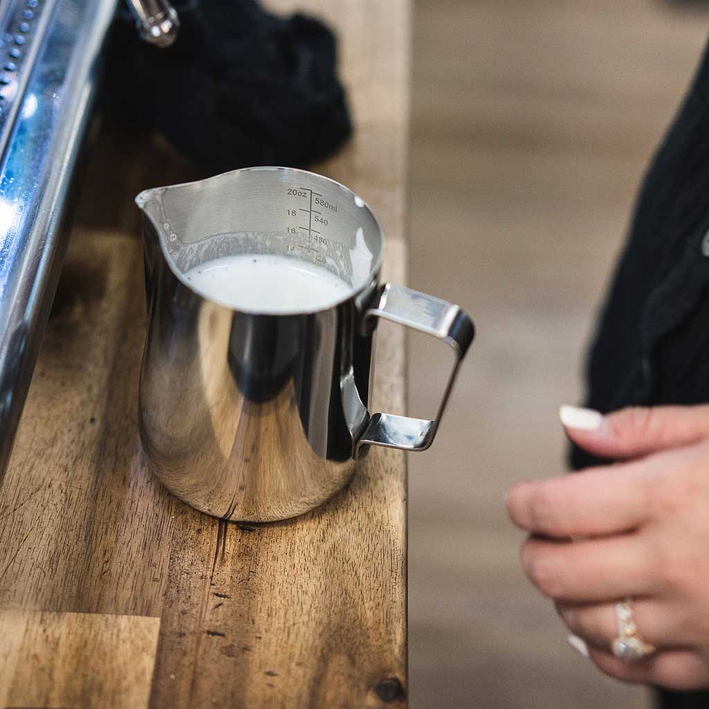 Barista Basics Milk Frothing Pitcher, 12oz, Silver - Shop Coffee Hobby