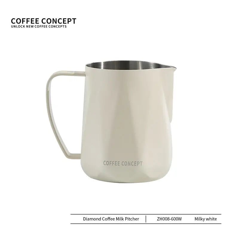 Best Geometric Milk Pitcher for Latte Art - Diamond Faceted 350ml/600ml - Shop Coffee Hobby