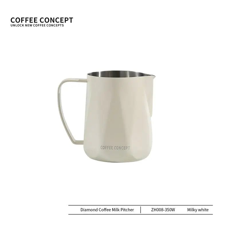 Best Geometric Milk Pitcher for Latte Art - Diamond Faceted 350ml/600ml - Shop Coffee Hobby