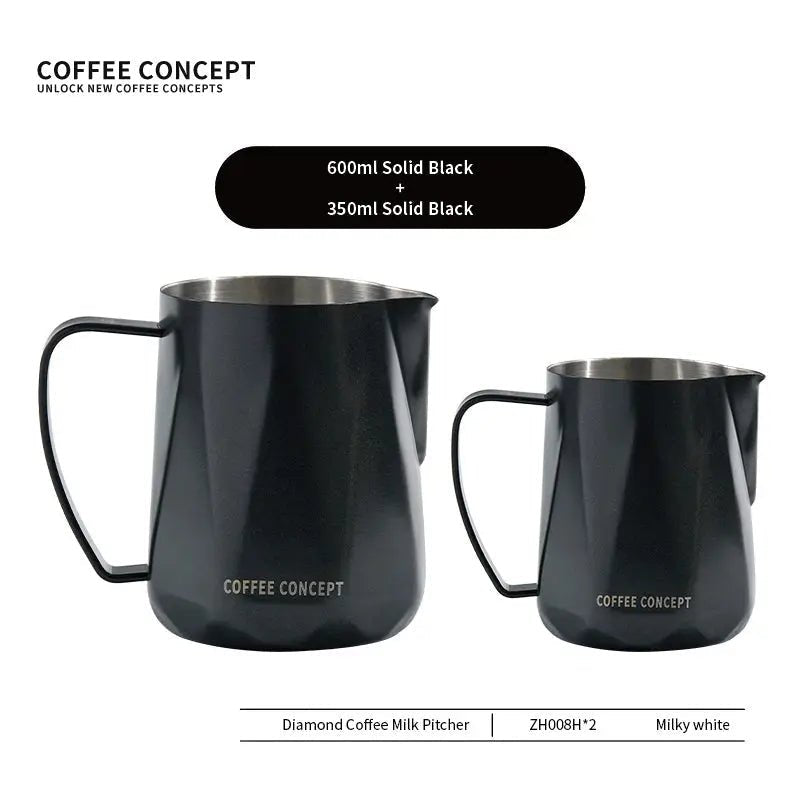 Best Geometric Milk Pitcher for Latte Art - Diamond Faceted 350ml/600ml - Shop Coffee Hobby