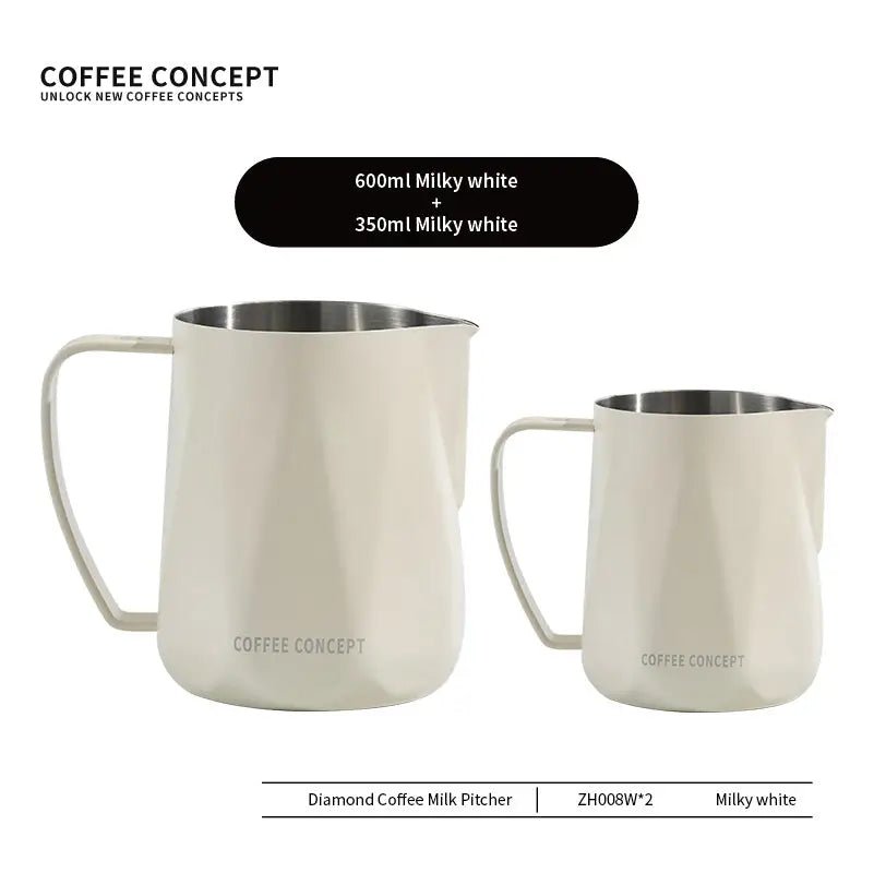 Best Geometric Milk Pitcher for Latte Art - Diamond Faceted 350ml/600ml - Shop Coffee Hobby