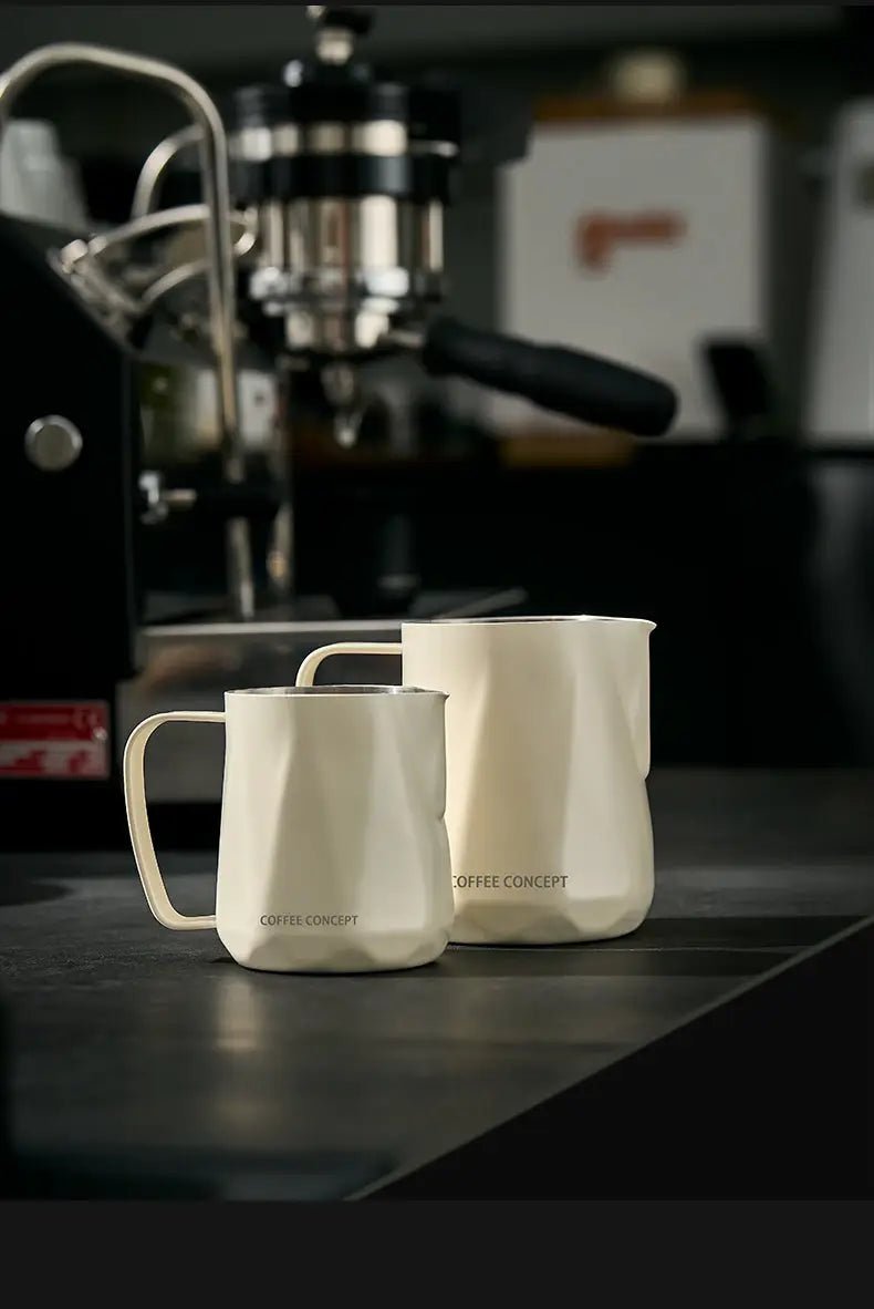 Best Geometric Milk Pitcher for Latte Art - Diamond Faceted 350ml/600ml - Shop Coffee Hobby