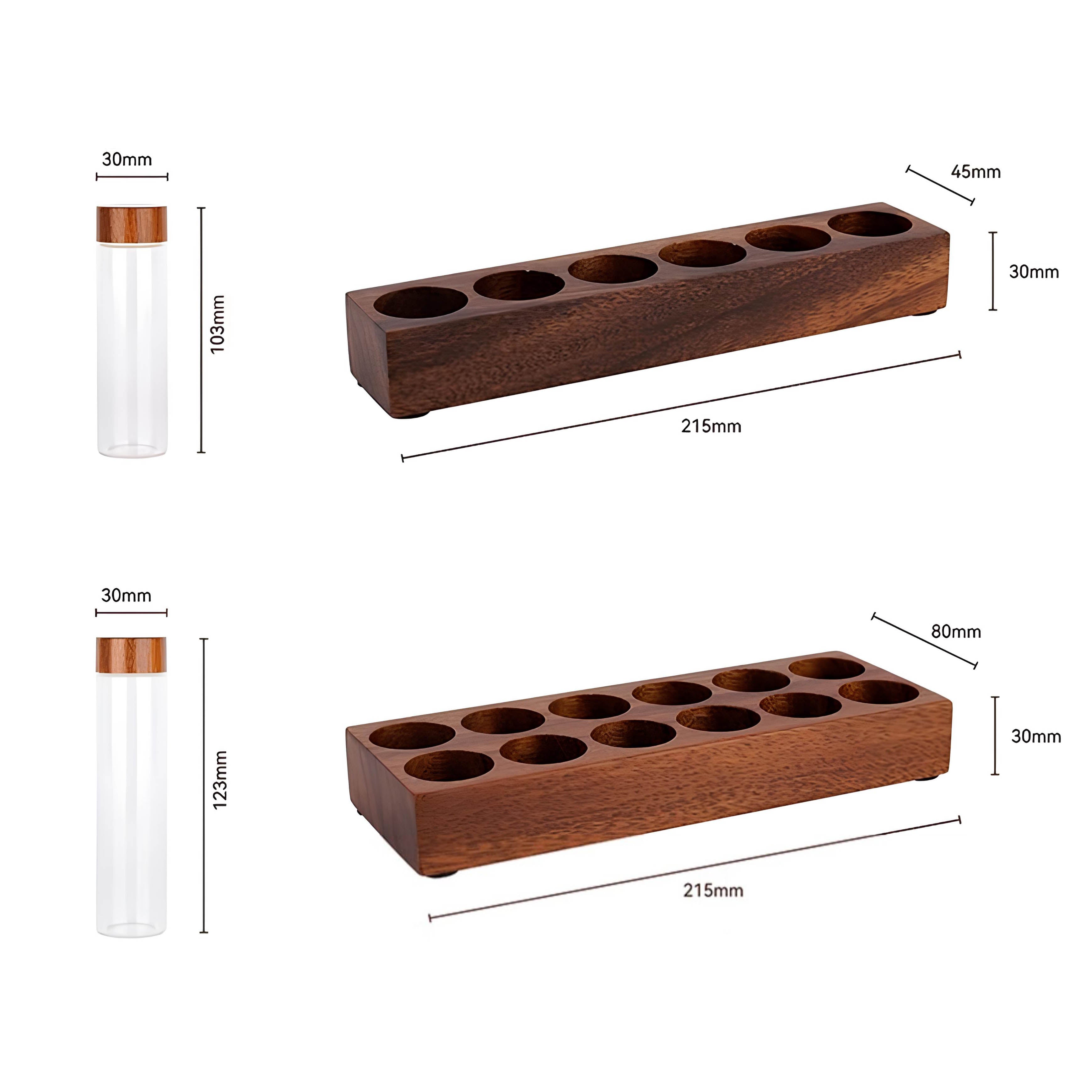 Coffee Bean Storage Tubes With Walnut Wood Base - Shop Coffee Hobby