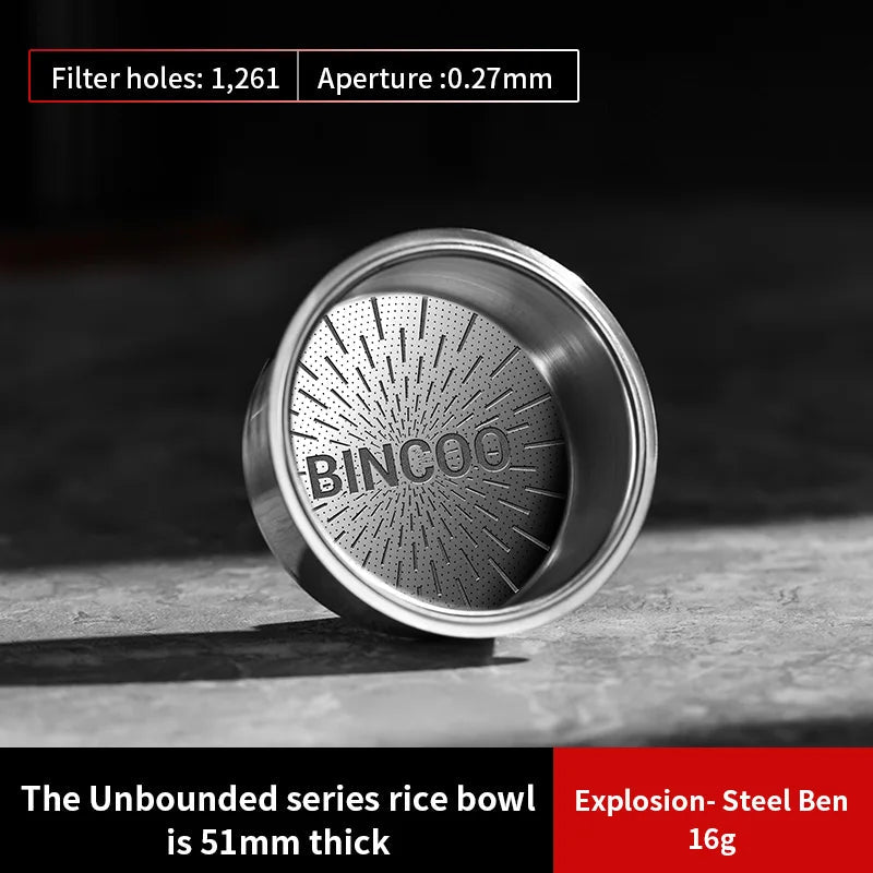 BINCOO High‑Precision Espresso Filter Basket – 51mm & 58.5mm (16g / 18g / 20g) + Blind Baskets – Stainless Steel - Shop Coffee Hobby