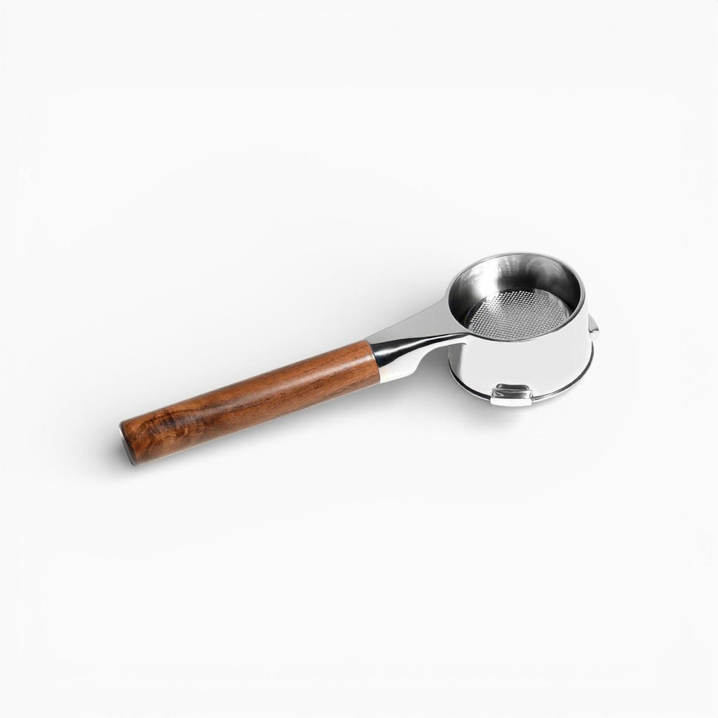 58mm Lastaforest Bottomless Portafilter with Walnut Handle for Casabrew - 3 Ears