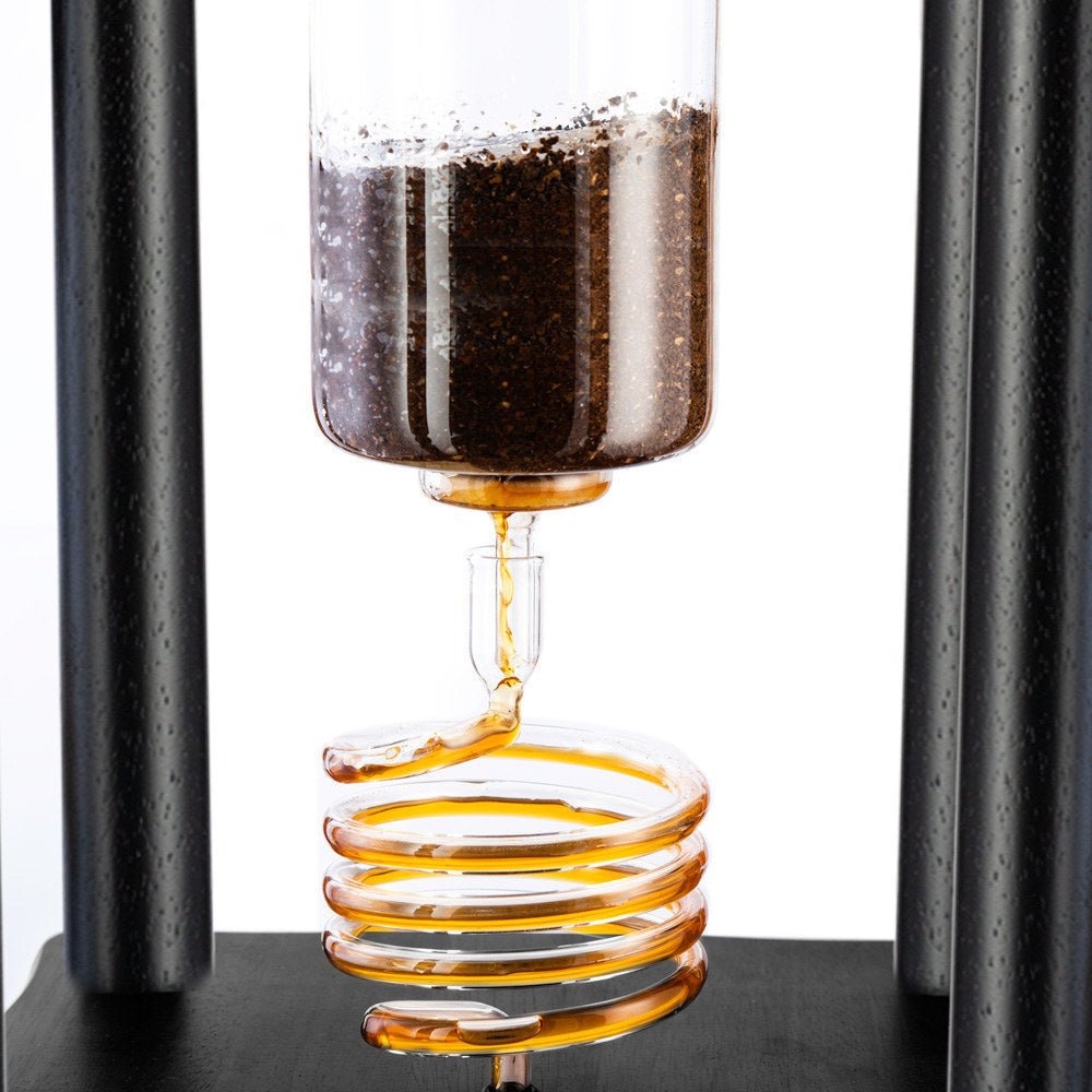 100 oz Black Straight Wood Frame Yama Glass Cold Brew Tower